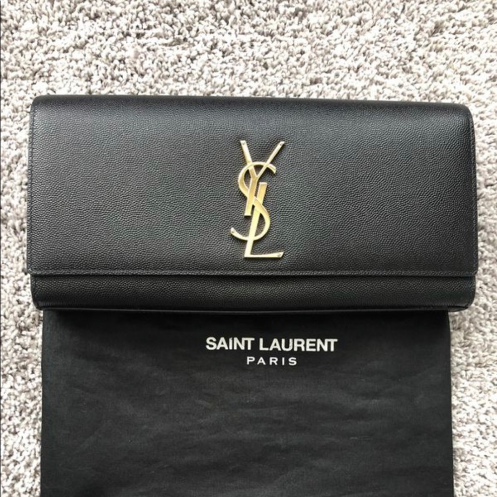 YSL Monogram Leather Clutch- Authentic